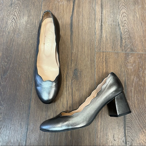 French sole FS/NY metallic gray wave heel - Picture 1 of 4